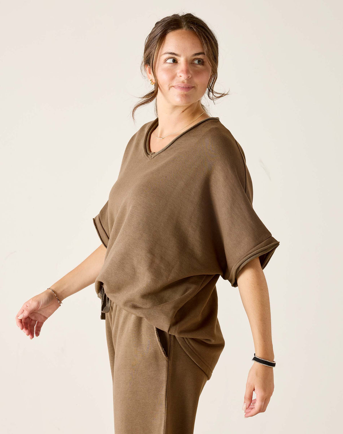 Frenchie Raw Edge V-Neck