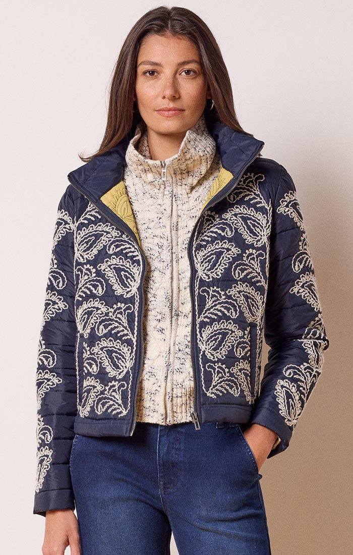 Embroidered Puffer Bomber