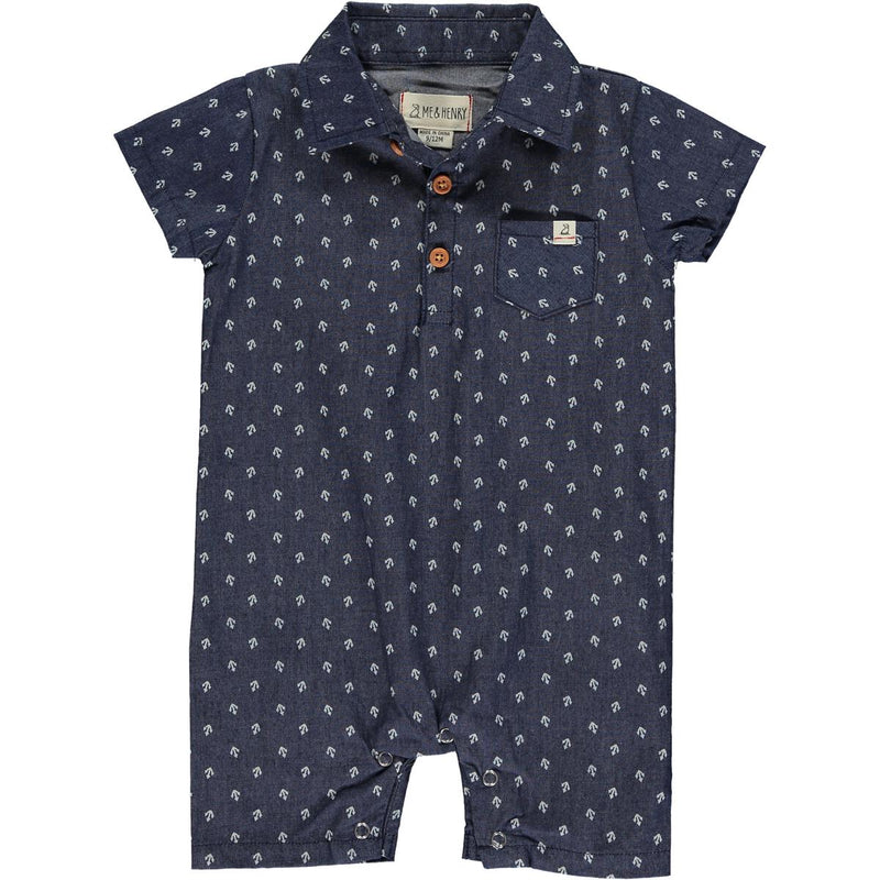 Seersucker Polo Romper