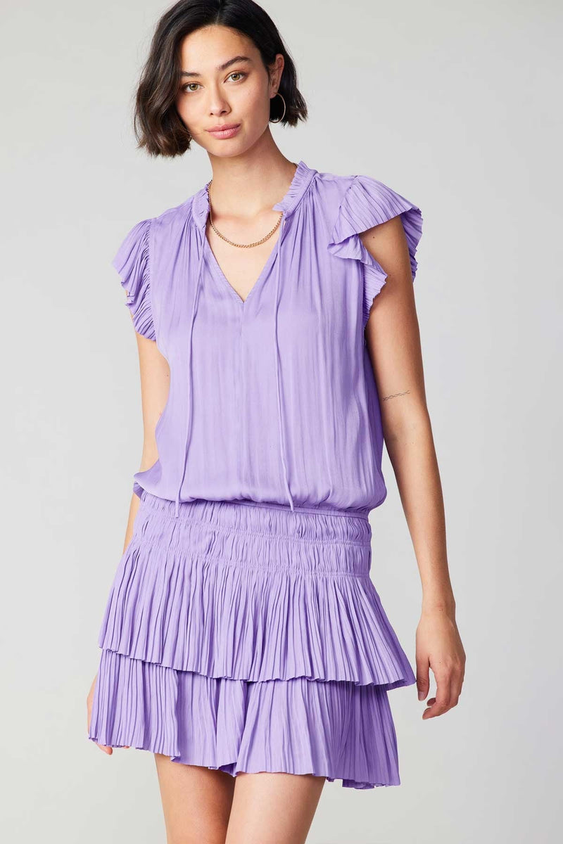 Split Neck Tiered Mini Dress