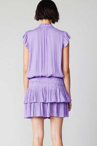 Split Neck Tiered Mini Dress