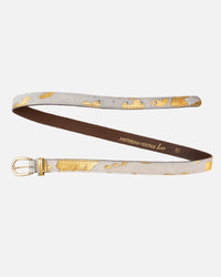 Darya Metallic Calf Hair Skinny Leather Belt