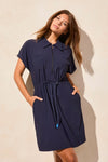 4-Way Stretch Polo Dress with Drawcord