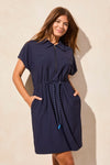 4-Way Stretch Polo Dress with Drawcord