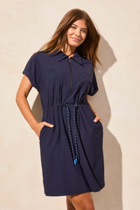 4-Way Stretch Polo Dress with Drawcord