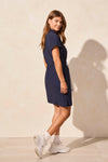 4-Way Stretch Polo Dress with Drawcord