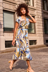 Tiered Short Sleeve V-Neck Dress