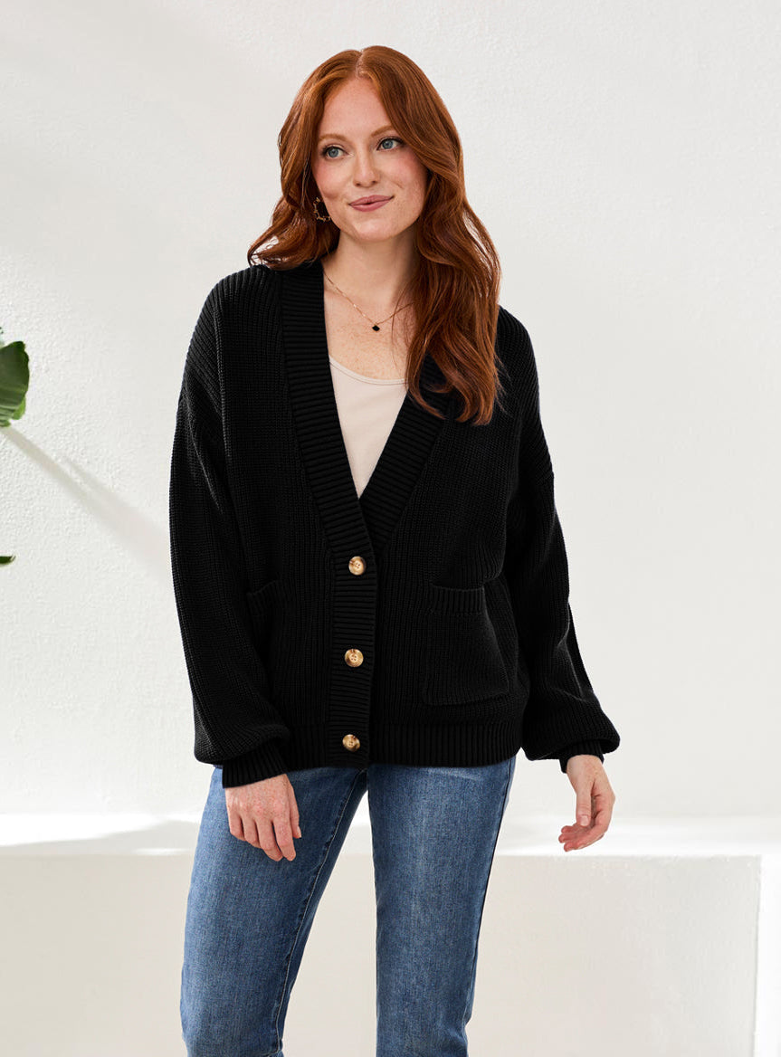 Long Sleeve Combed Cotton Cardigan