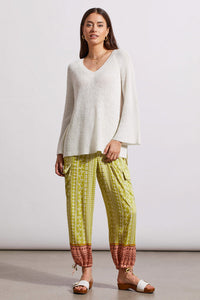 V-Neck Raglan Sweater with Bell Sleeve