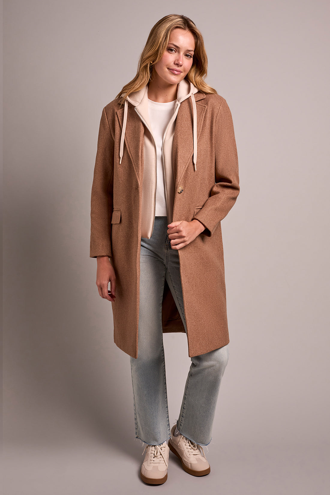 Ultra Soft Knit Coat with Removeable Fooler Hoodie