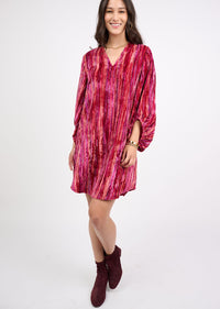 V-Neck Velvet Striped Dress