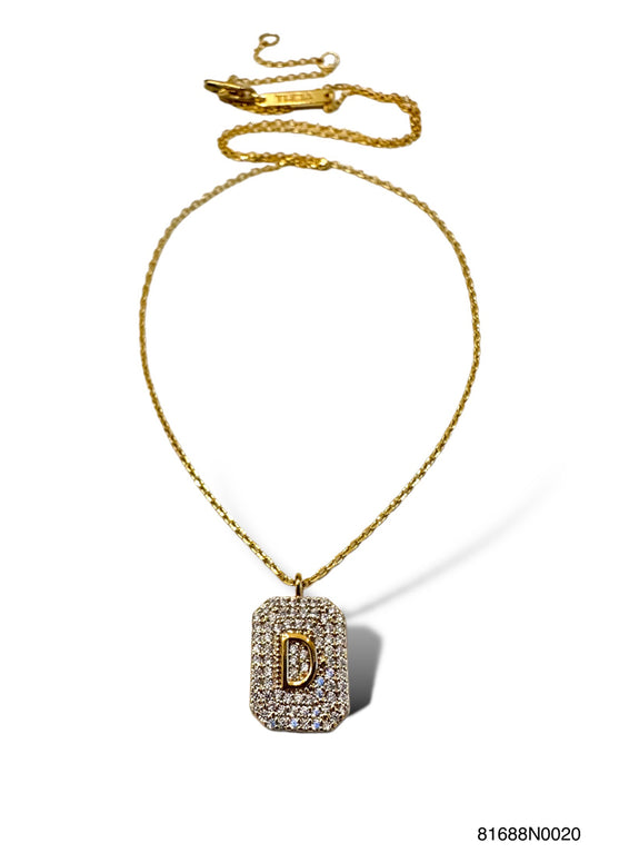 Initial Pave Tag Necklace