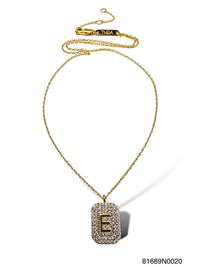 Initial Pave Tag Necklace