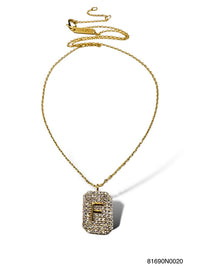 Initial Pave Tag Necklace