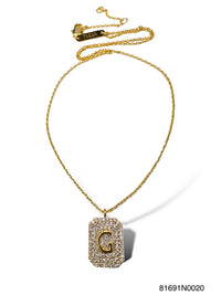 Initial Pave Tag Necklace