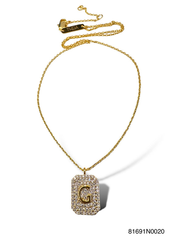 Initial Pave Tag Necklace