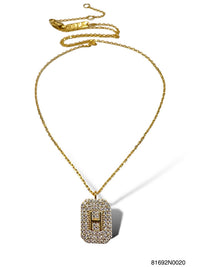 Initial Pave Tag Necklace