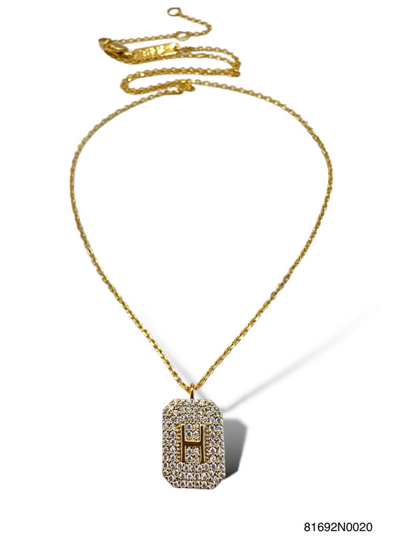 Initial Pave Tag Necklace