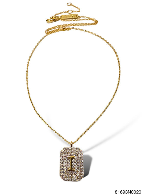 Initial Pave Tag Necklace
