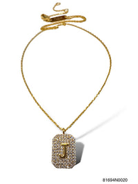 Initial Pave Tag Necklace