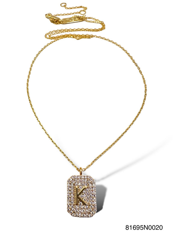 Initial Pave Tag Necklace