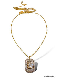 Initial Pave Tag Necklace