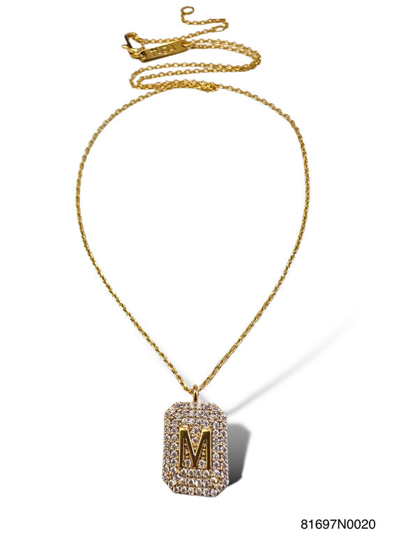 Initial Pave Tag Necklace