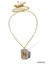 Initial Pave Tag Necklace