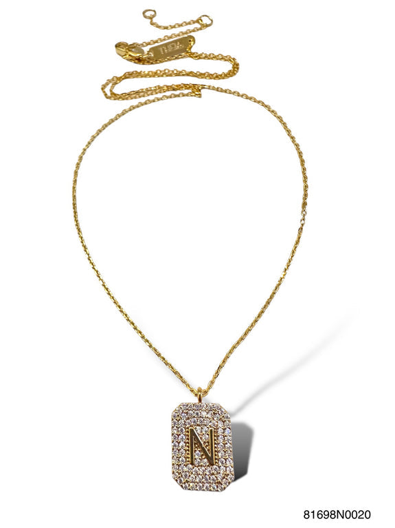 Initial Pave Tag Necklace