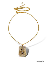 Initial Pave Tag Necklace