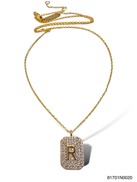 Initial Pave Tag Necklace