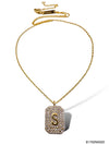 Initial Pave Tag Necklace
