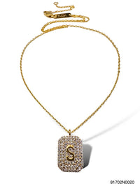 Initial Pave Tag Necklace