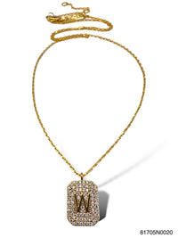 Initial Pave Tag Necklace