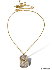 Initial Pave Tag Necklace