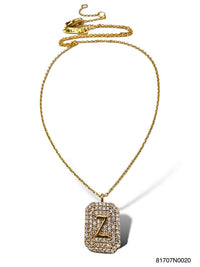 Initial Pave Tag Necklace