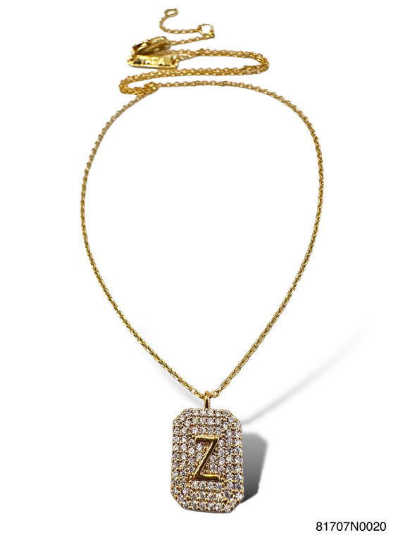 Initial Pave Tag Necklace