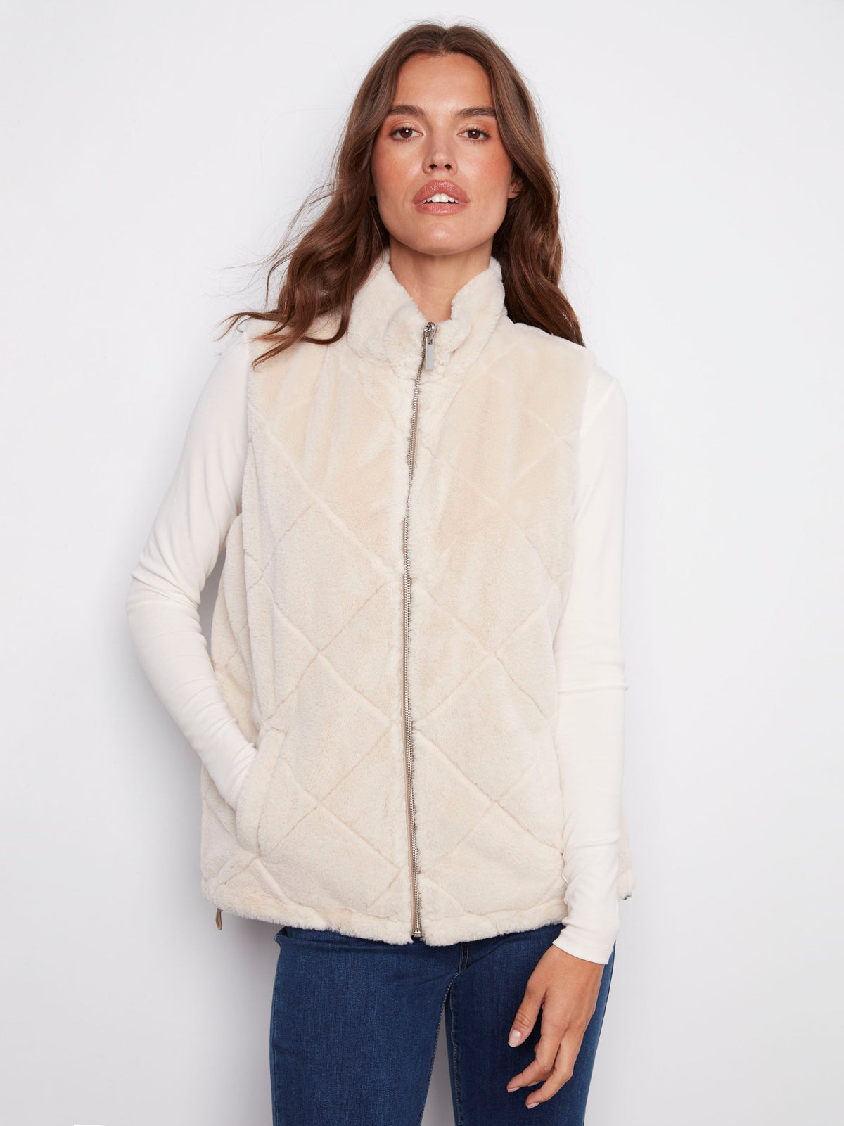 Reversible Quilted Faux Fur Vest