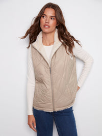 Reversible Quilted Faux Fur Vest