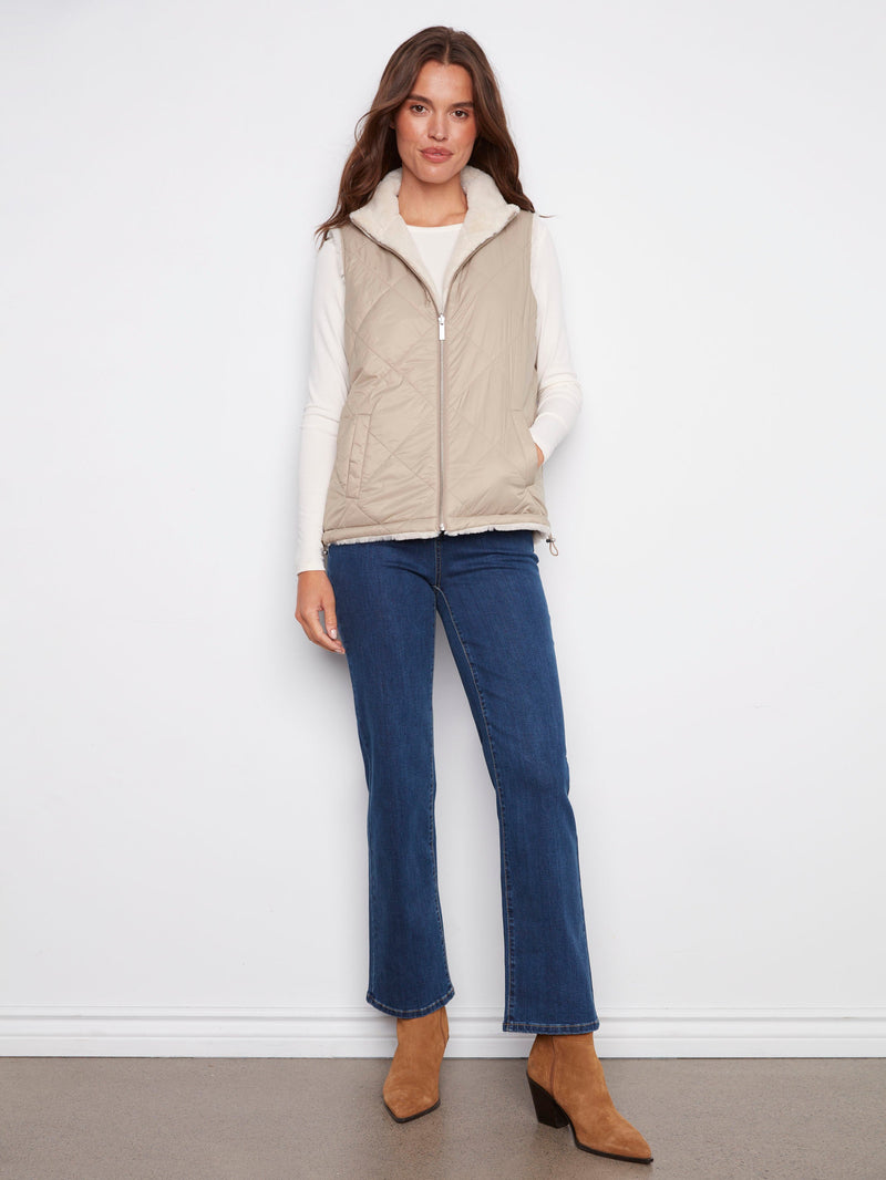Reversible Quilted Faux Fur Vest