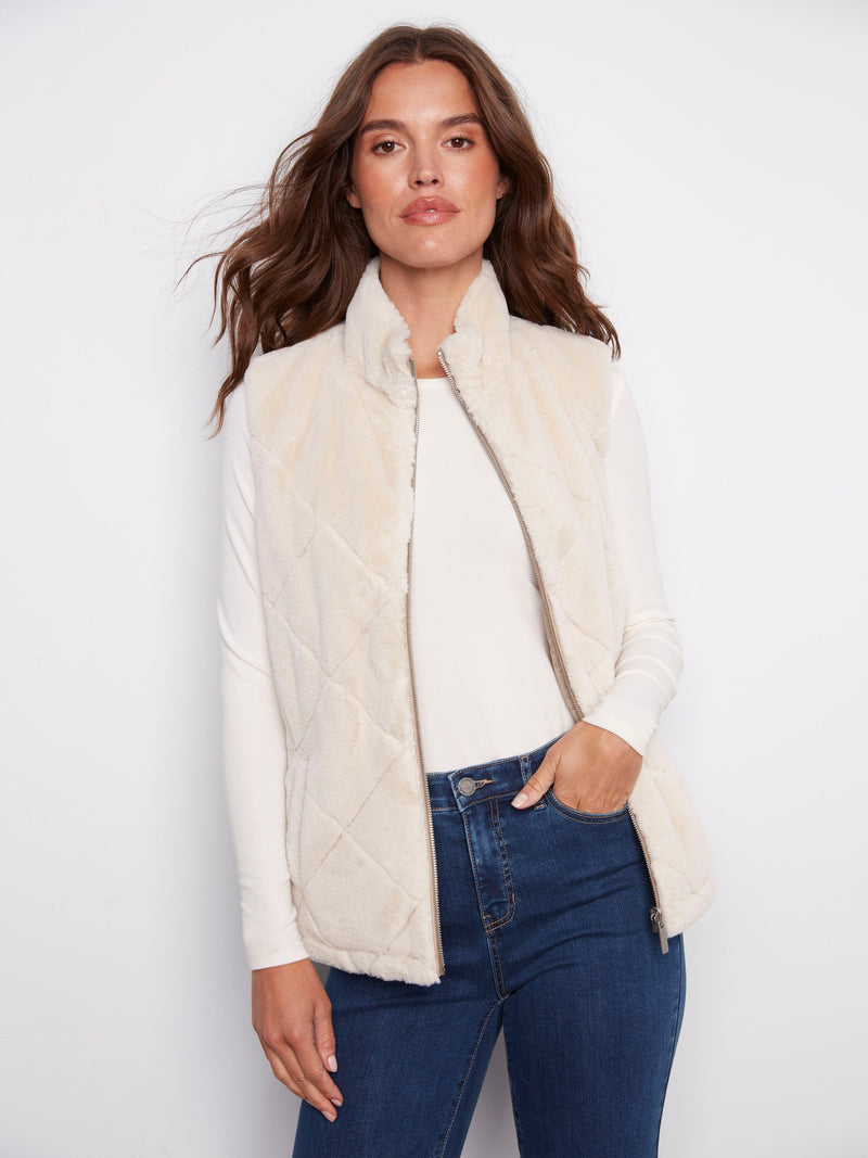 Reversible Quilted Faux Fur Vest