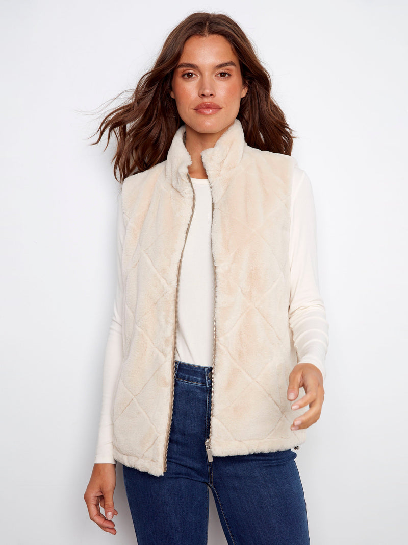 Reversible Quilted Faux Fur Vest