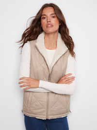 Reversible Quilted Faux Fur Vest