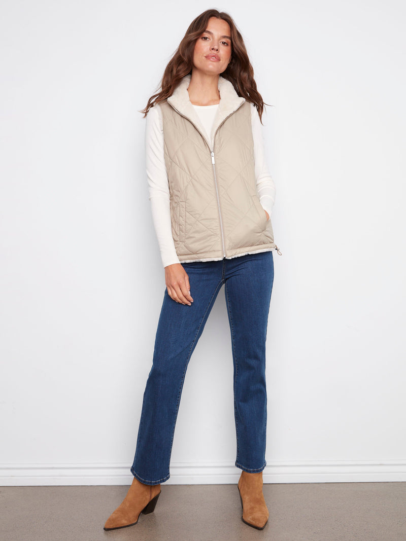 Reversible Quilted Faux Fur Vest
