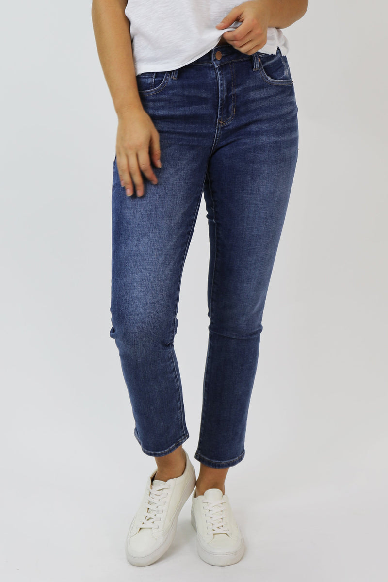 Blaire High Rise Ankle Slim Straight Jeans 28"