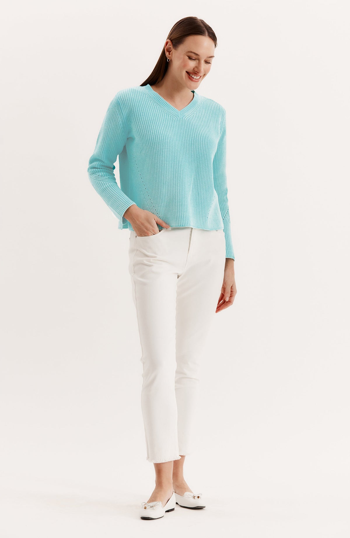 Mineral Wash V-Neck Sweater