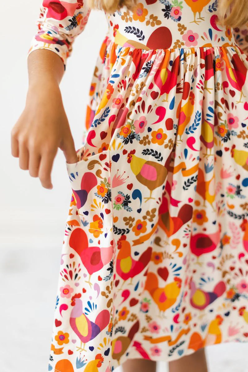 3/4 Sleeve Pocket Twirl Dress