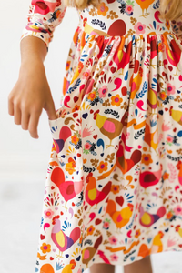 3/4 Sleeve Pocket Twirl Dress
