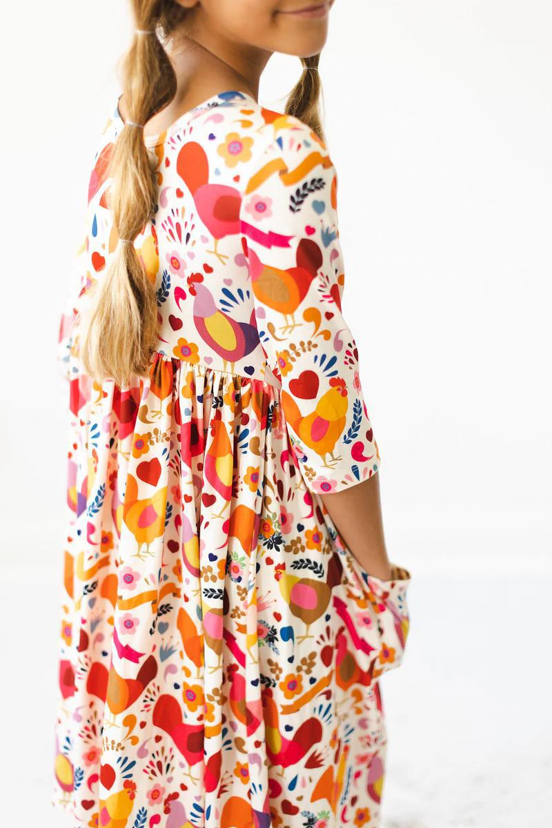 3/4 Sleeve Pocket Twirl Dress