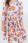 3/4 Sleeve Ruffle Twirl Dress